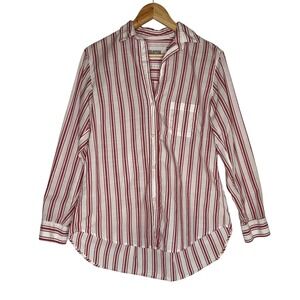Frank & Eileen Grayson The Hero Cotton Red White Striped Button Up Shirt SZ S